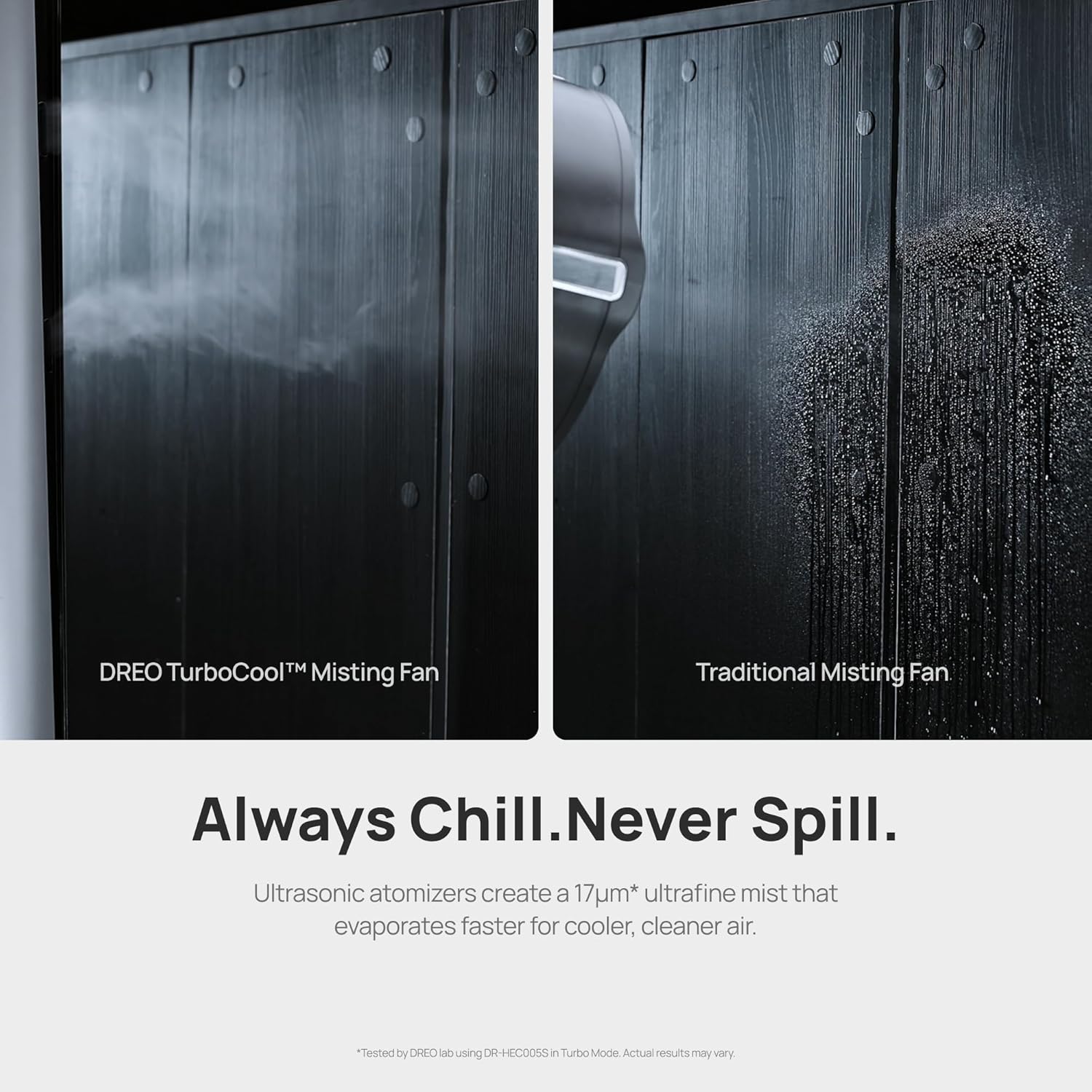 Breezy TurboCool Misting Fan 10°F Cooling, 34ft/s Airflow, 20 dB Quiet