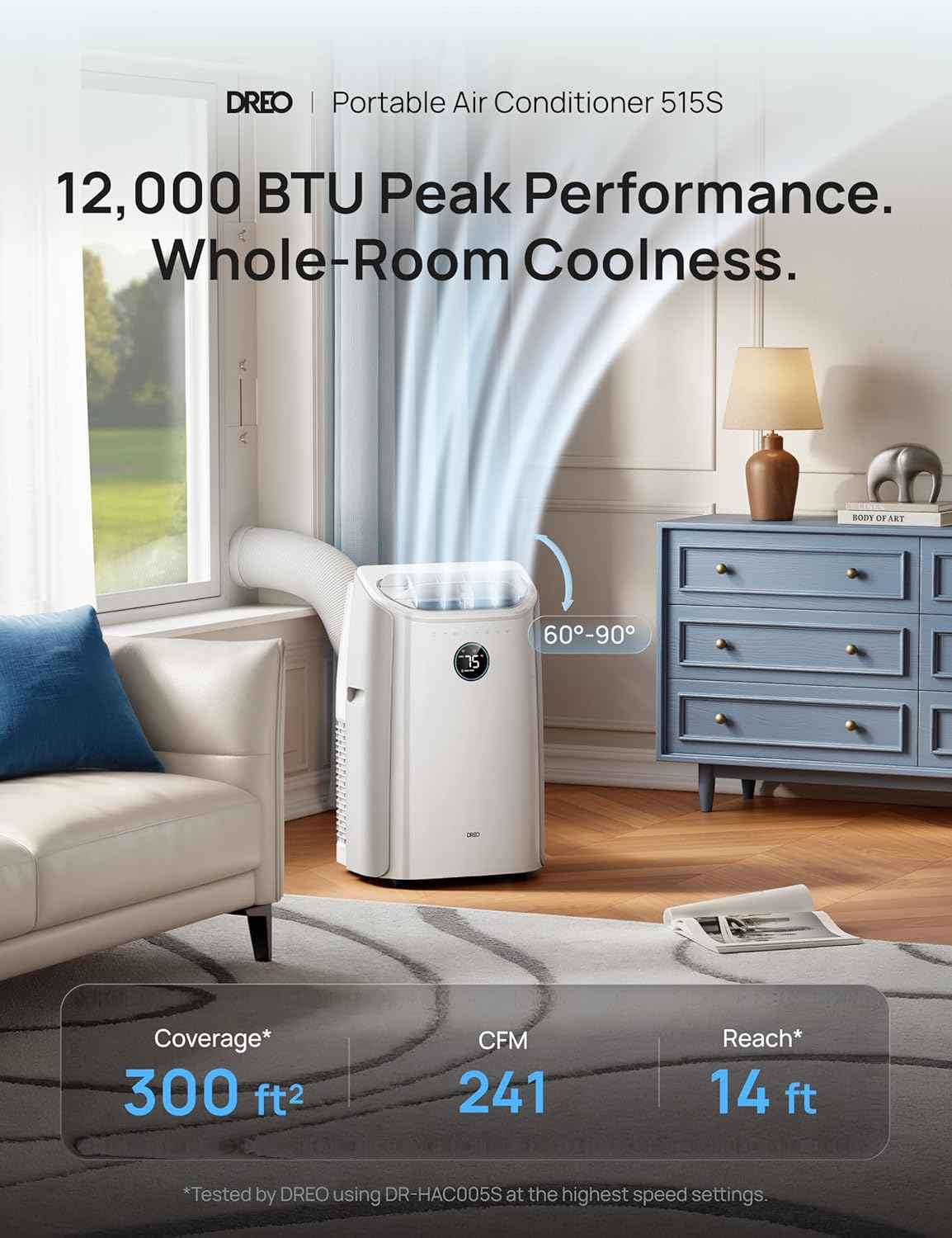Breeze DREO Portable Air Conditioner 12000 BTU, Smart & Quiet