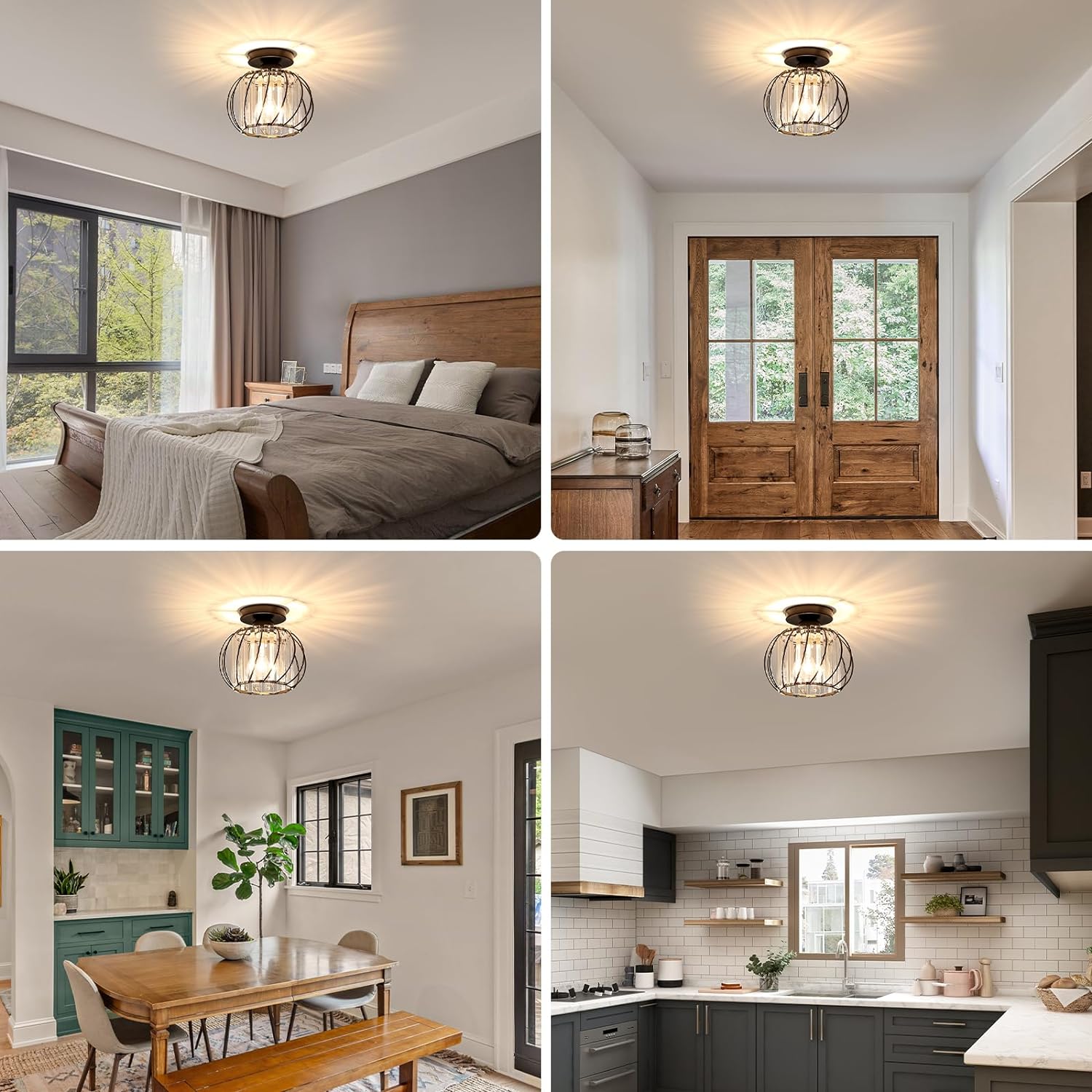 Dante Plafondlamp | Open Design met Glas & Metaal, Zwart of Goud