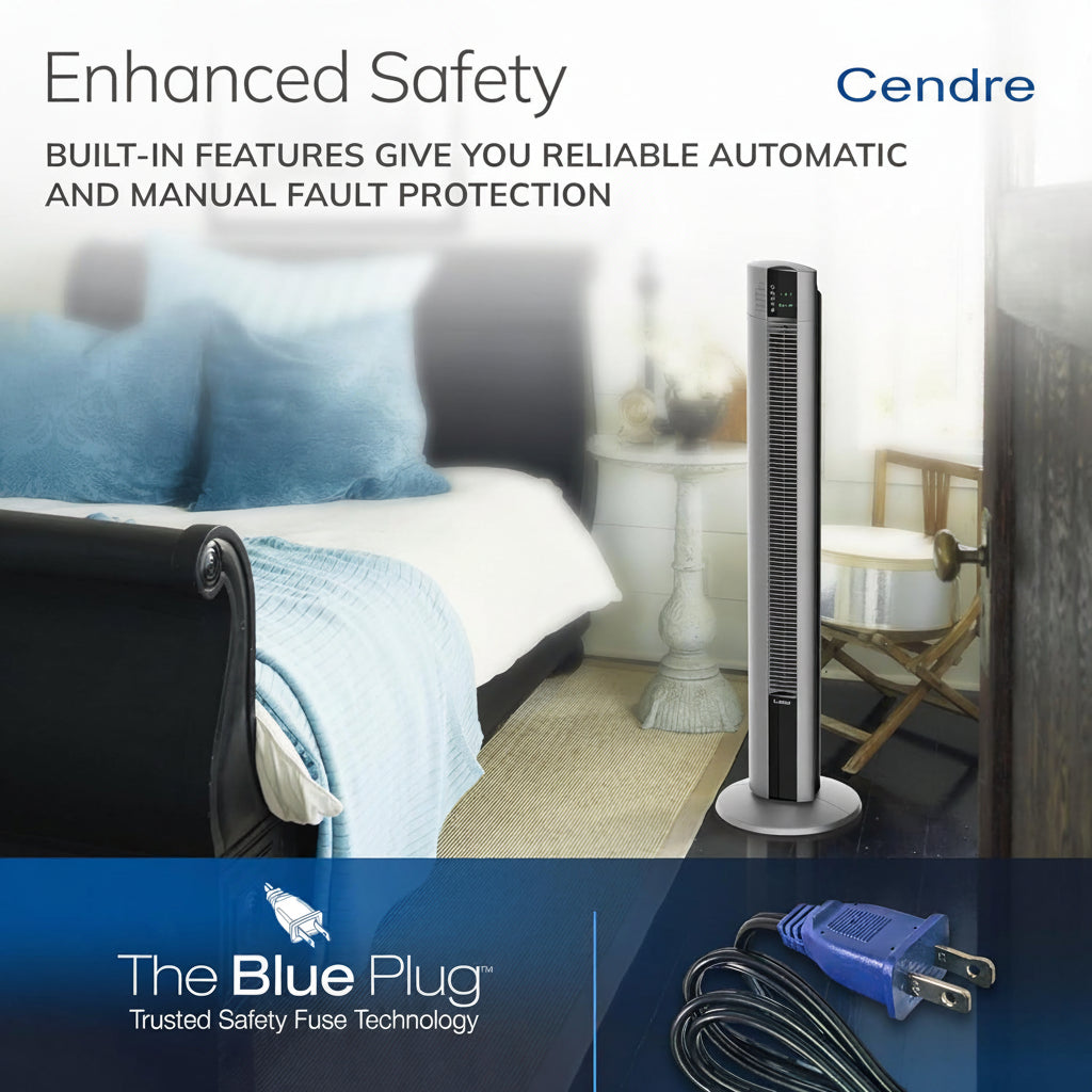 Cendre Luxe Tower Fan  Oscillating  Remote Control, 3 Speeds