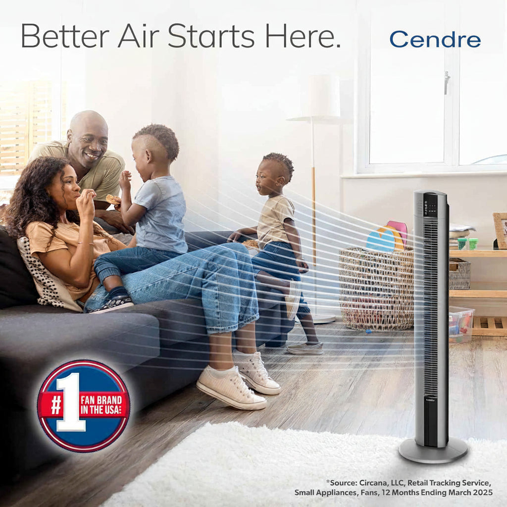 BreezeLuxe Tower Fan  Oscillating  Remote Control, 3 Speeds