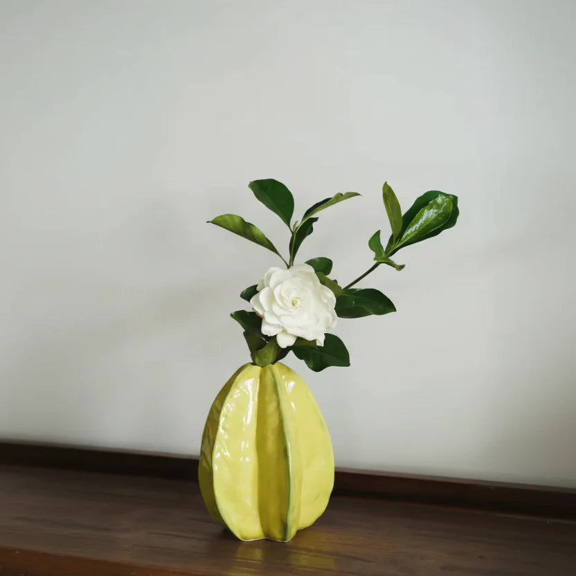Bela Ceramic Vase | Unique Starfruit Design, Handcrafted
