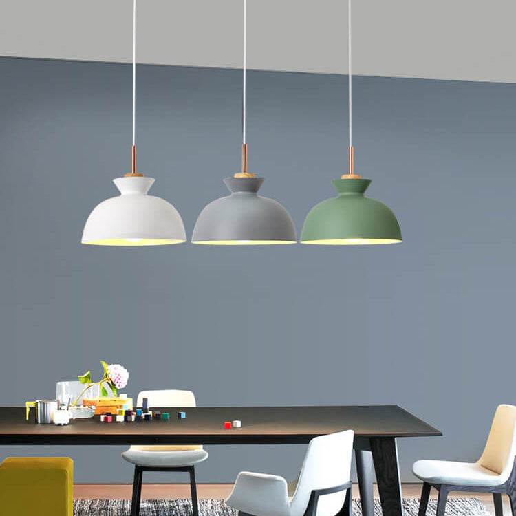 Modern Nordic Oak and Iron Bell Cone 1-Light Pendant Lamp for Living Room