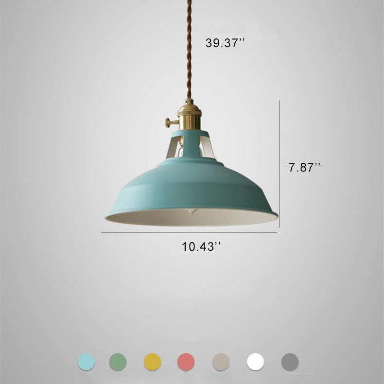 Colorful Barn Shade Pendant Light - Industrial Style, 1-Light Design