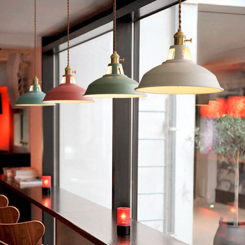 Colorful Barn Shade Pendant Light - Industrial Style, 1-Light Design