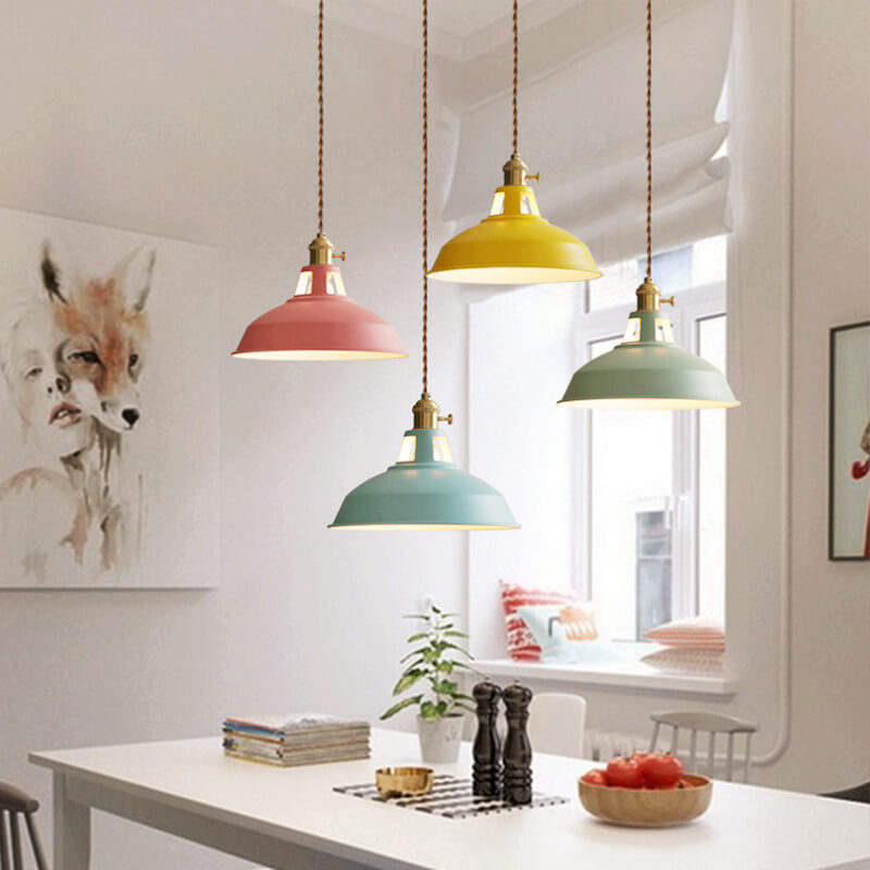 Colorful Barn Shade Pendant Light - Industrial Style, 1-Light Design