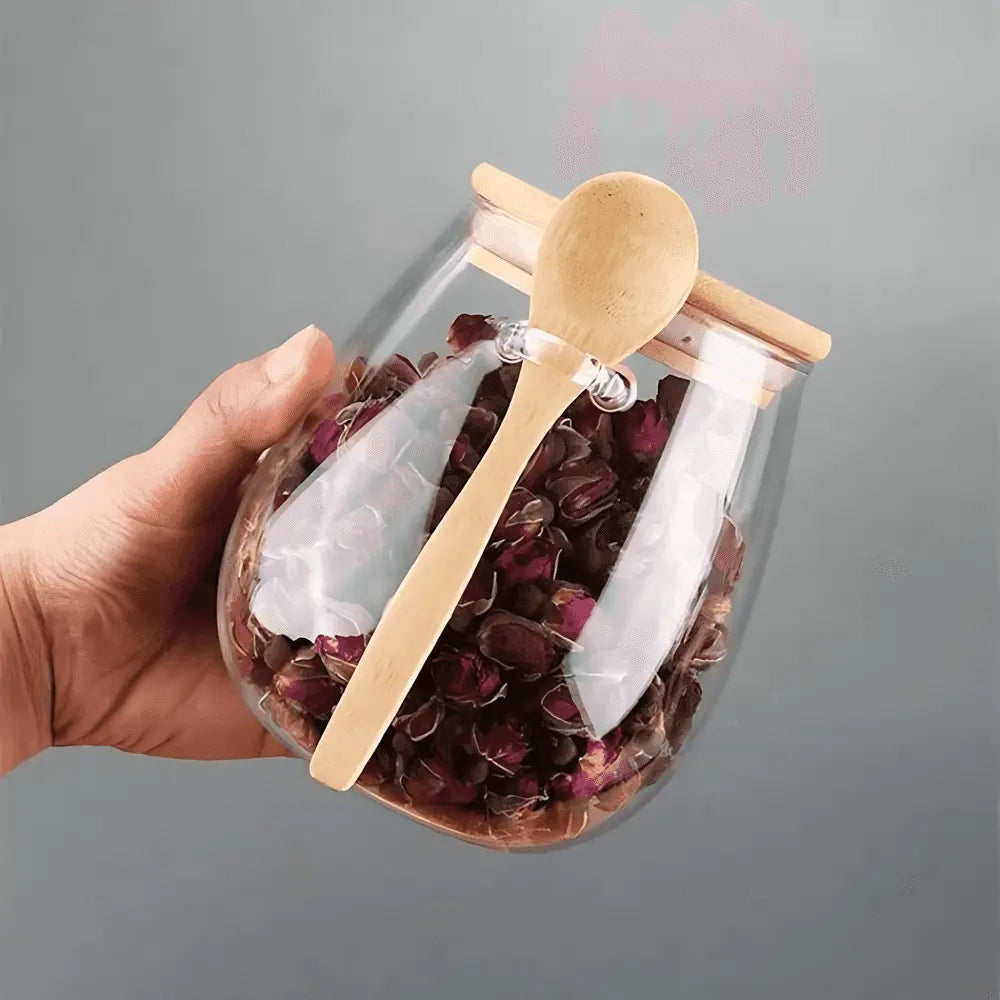 Bela Glass Storage Jar | Airtight, Natural Bamboo Lid - 3 Sizes
