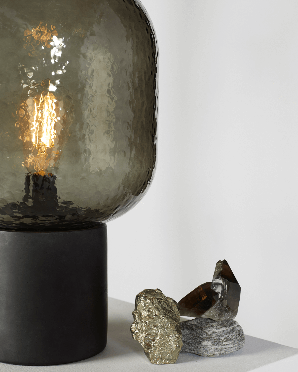 Bruno Table Lamp | Cement Base, Textured Glass Shade