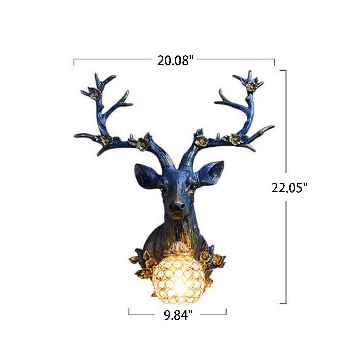 Vintage-Inspired Resin Deer Head Wall Sconce Lamp with Single Light