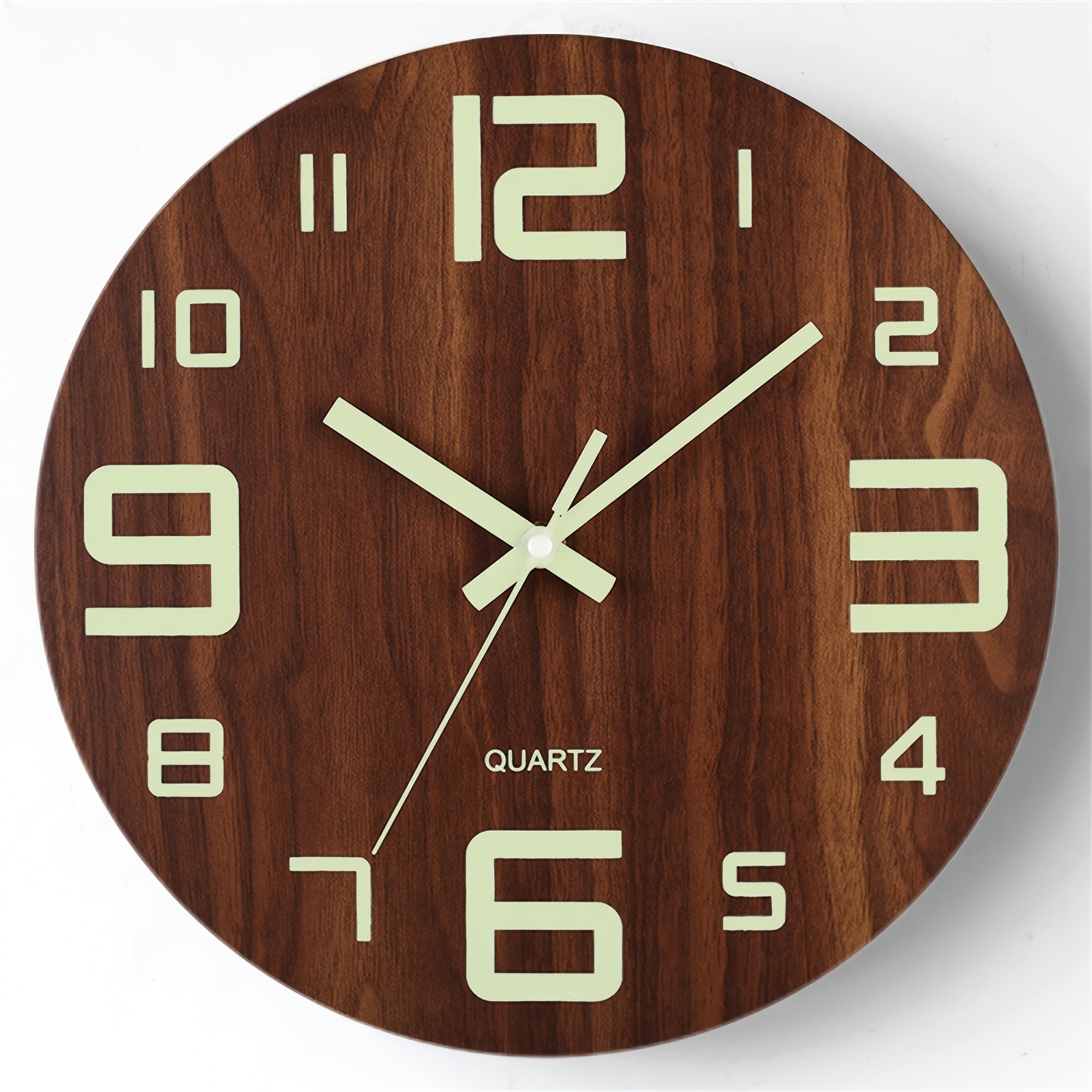 Bela Luminous Wall Clock | Silent Quartz Movement, Walnut Finish