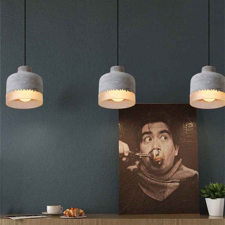Industrial Minimalist Grey Cement Pendant Light - 1-Bulb Design