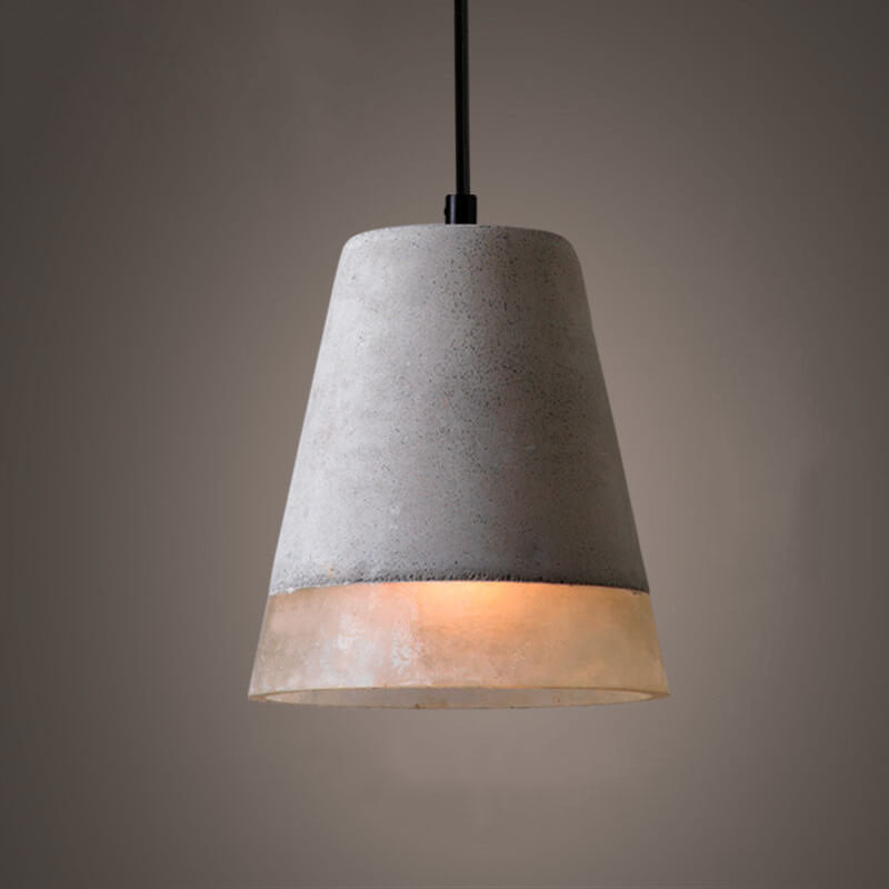 Industrial Minimalist Grey Cement Pendant Light - 1-Bulb Design