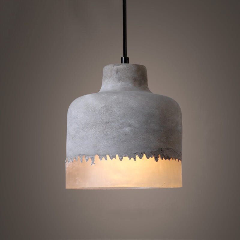 Industrial Minimalist Grey Cement Pendant Light - 1-Bulb Design