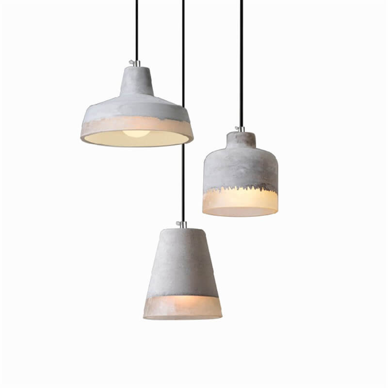Industrial Minimalist Grey Cement Pendant Light - 1-Bulb Design