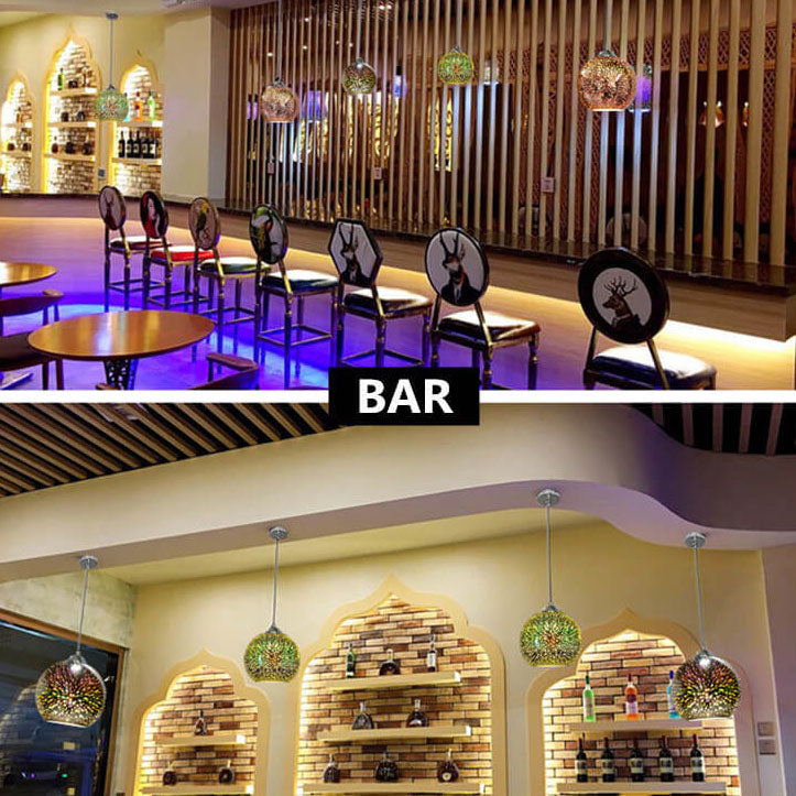 Contemporary 3D Colorful Fireworks Glass Dome Pendant Light with Single Bulb
