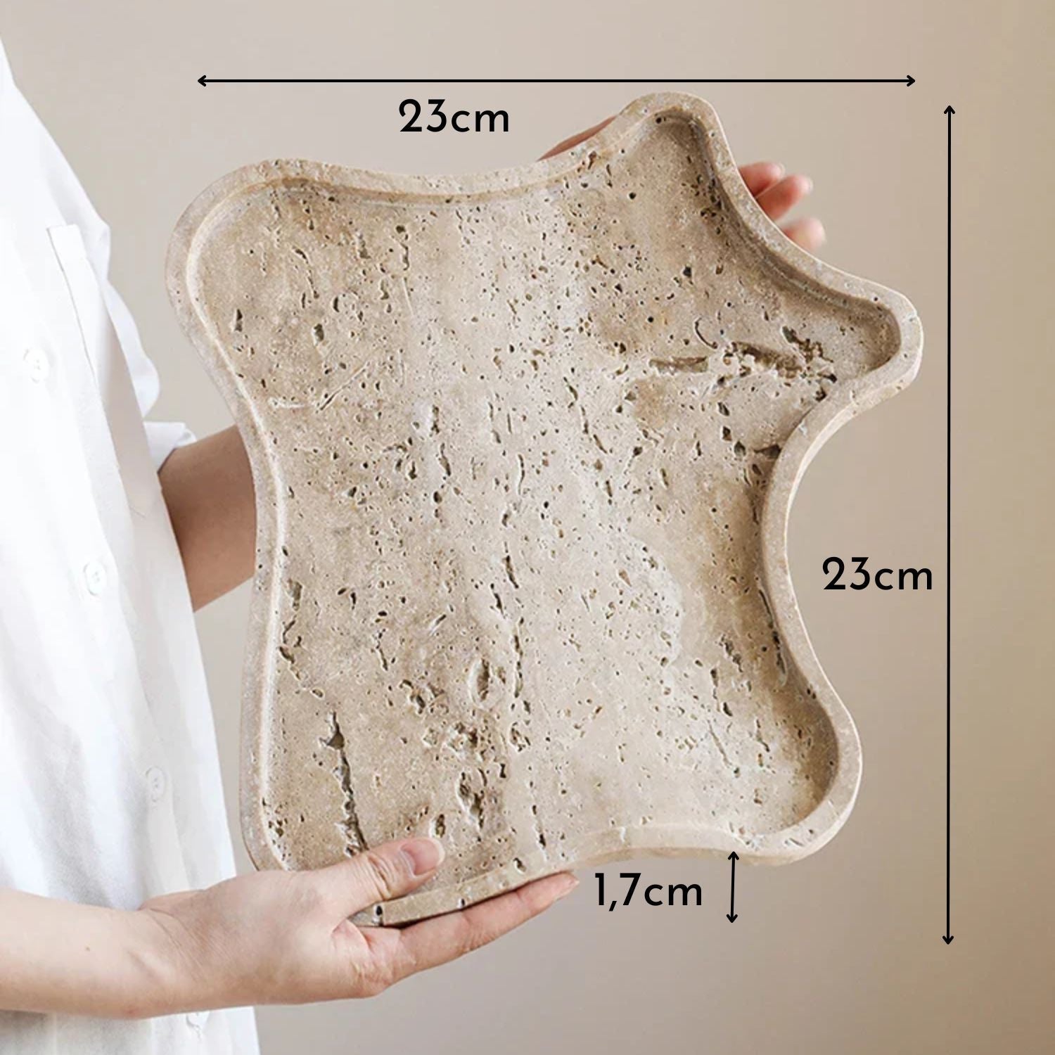 Oro Stone Tray | Rustic Irregular Design, Natural Ochre Color