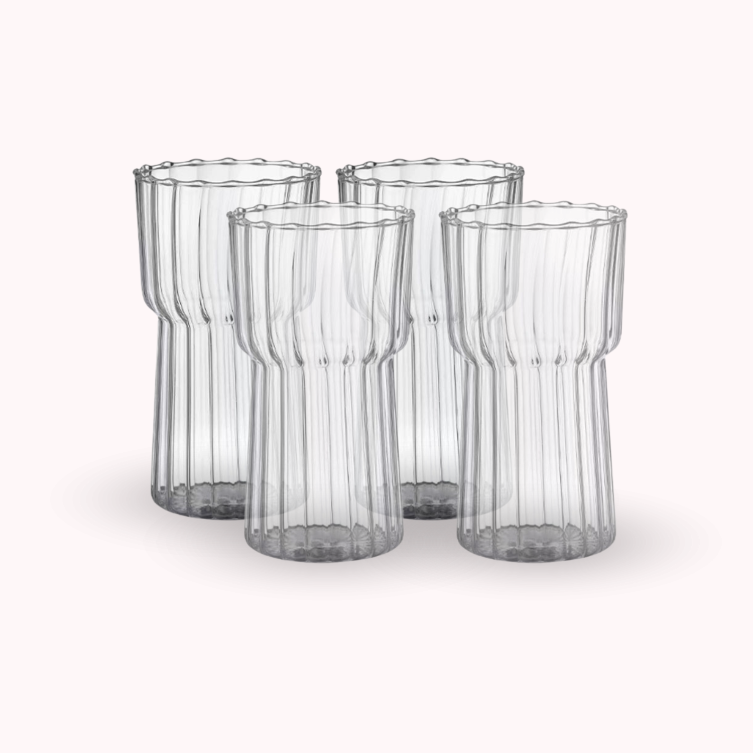 Bela High Striped Glasses Set | Thick Glass, 590ml Capacity