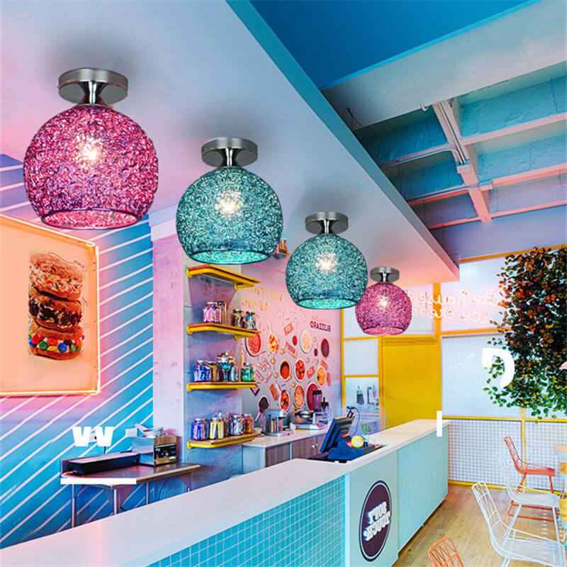 Contemporary Colorful 1-Light Dome Semi-Flush Ceiling Fixture