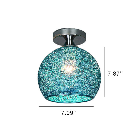 Contemporary Colorful 1-Light Dome Semi-Flush Ceiling Fixture