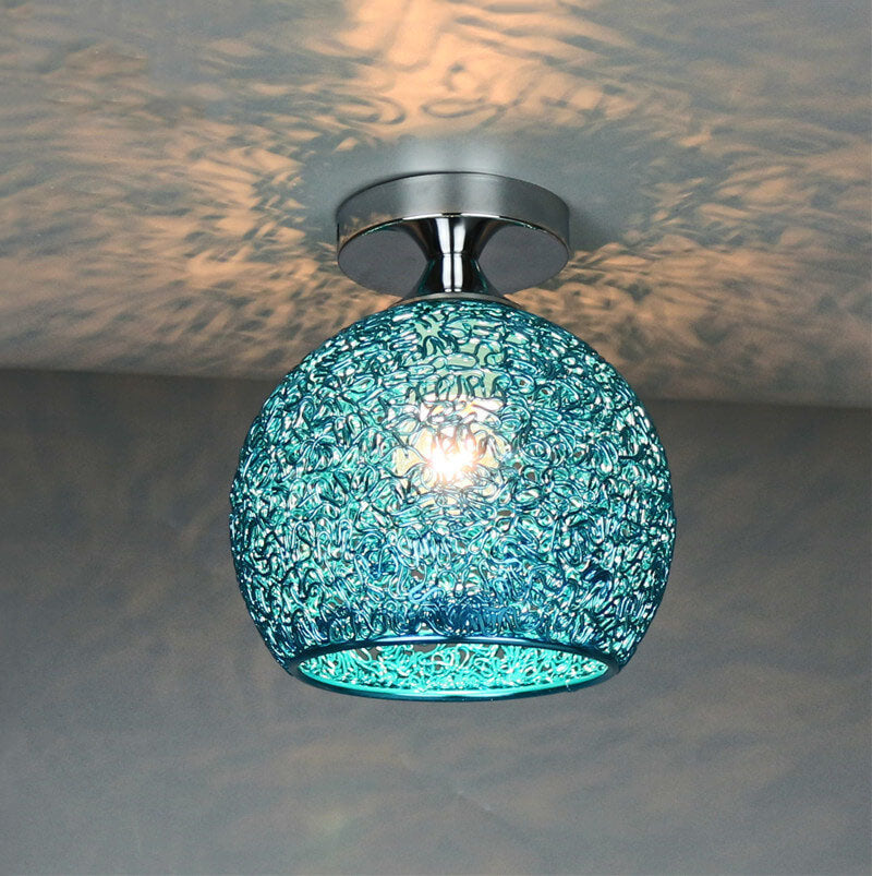 Contemporary Colorful 1-Light Dome Semi-Flush Ceiling Fixture