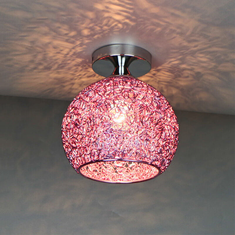 Contemporary Colorful 1-Light Dome Semi-Flush Ceiling Fixture
