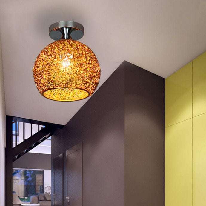 Contemporary Colorful 1-Light Dome Semi-Flush Ceiling Fixture