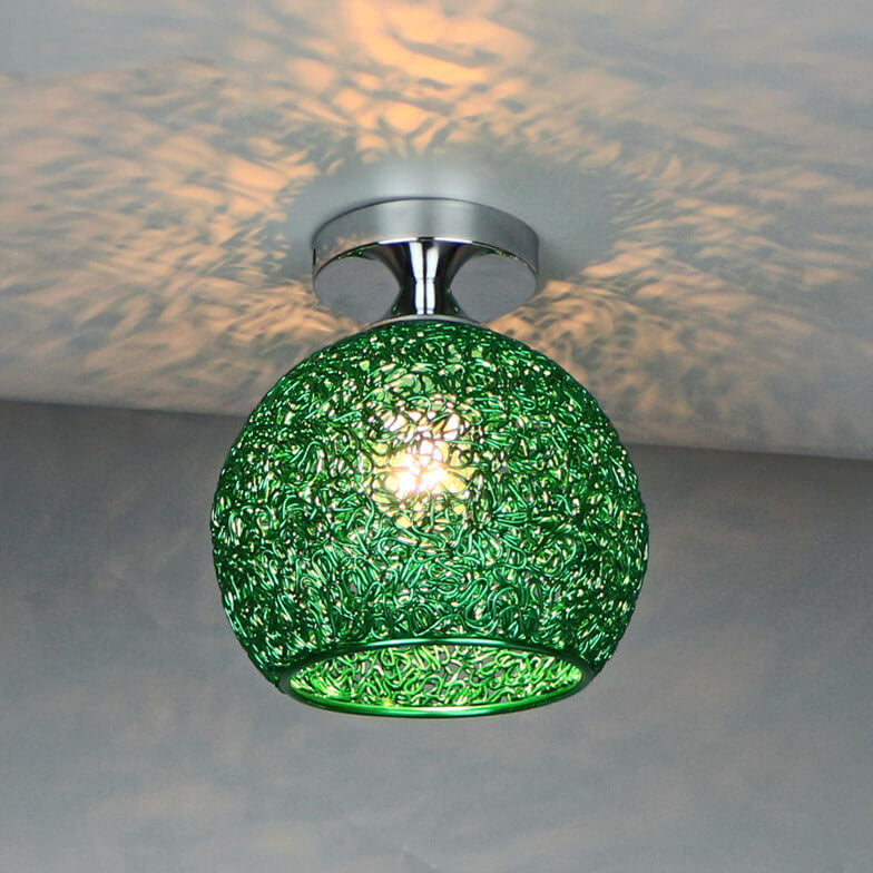 Contemporary Colorful 1-Light Dome Semi-Flush Ceiling Fixture