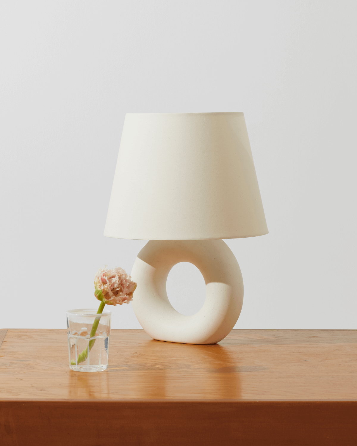 Cleo Table Lamp | Donut Shaped Ceramic Base, Soft Glow