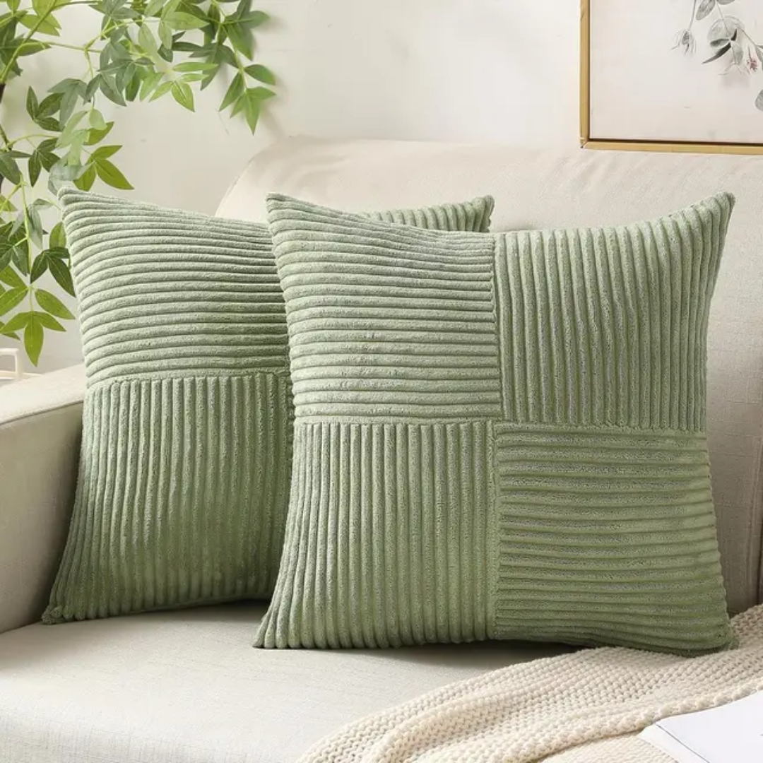 Bello Corduroy Cushion Cover | Soft Ribbed Velvet, Hidden Zipper