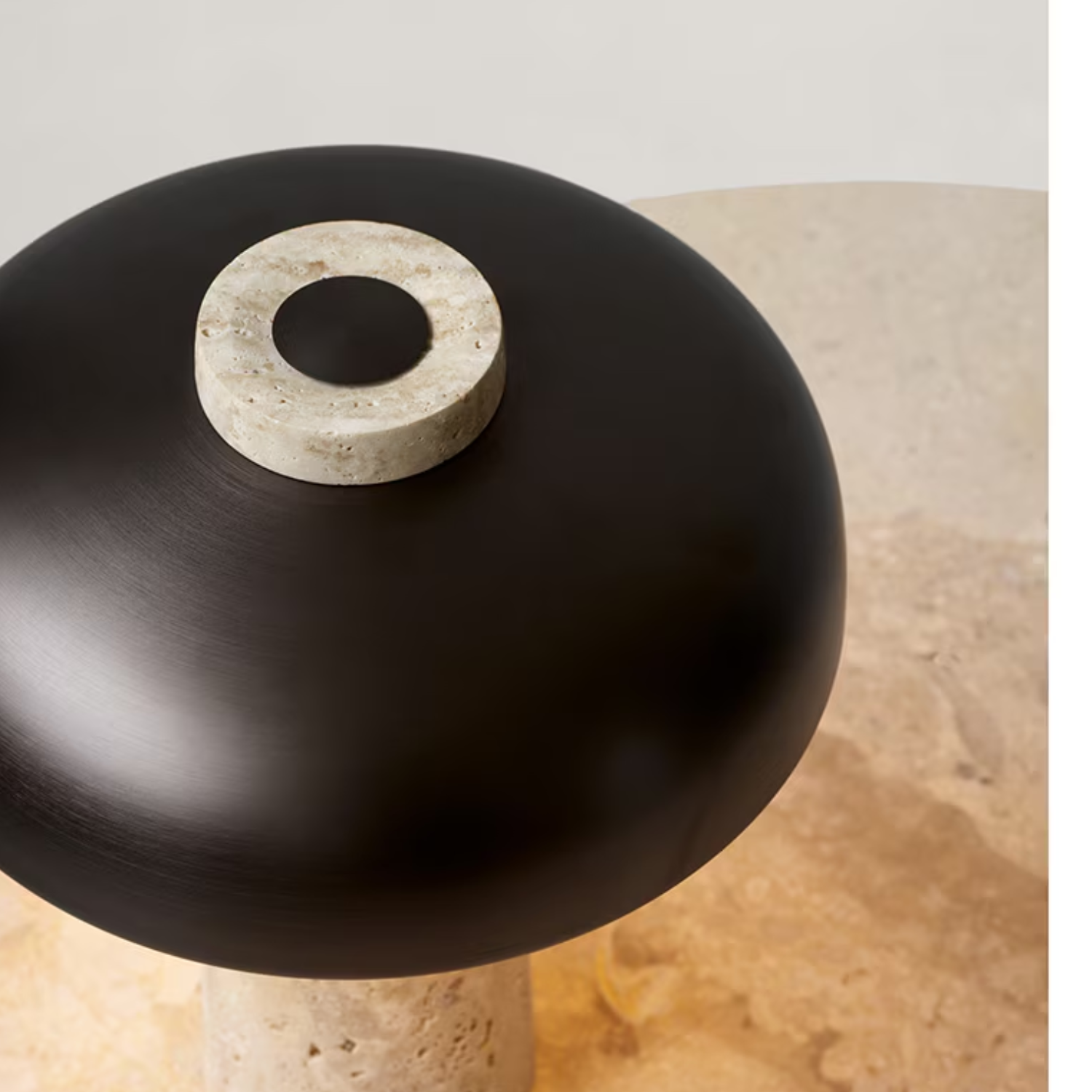Eclipse – Black Modern Travertine Table Lamp with Touch Control - Cendre Home