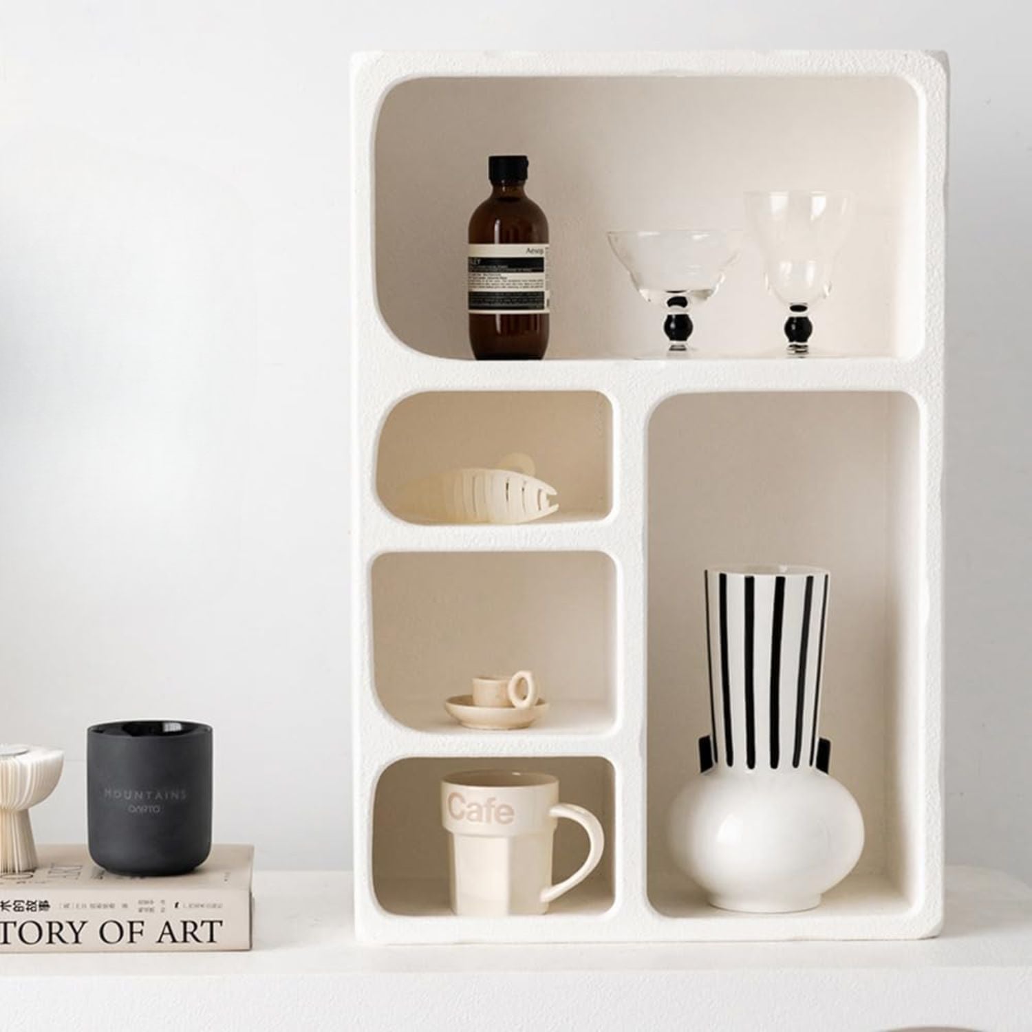 Bela Geometric Organiser Shelf | Versatile Ivory Design