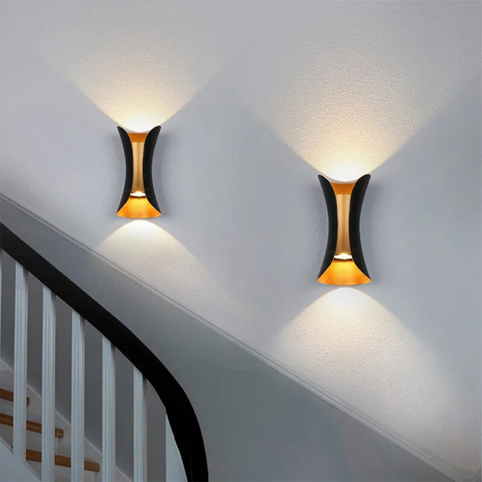 Bela Wall Light | Waterproof LED, Modern Black & Gold Design
