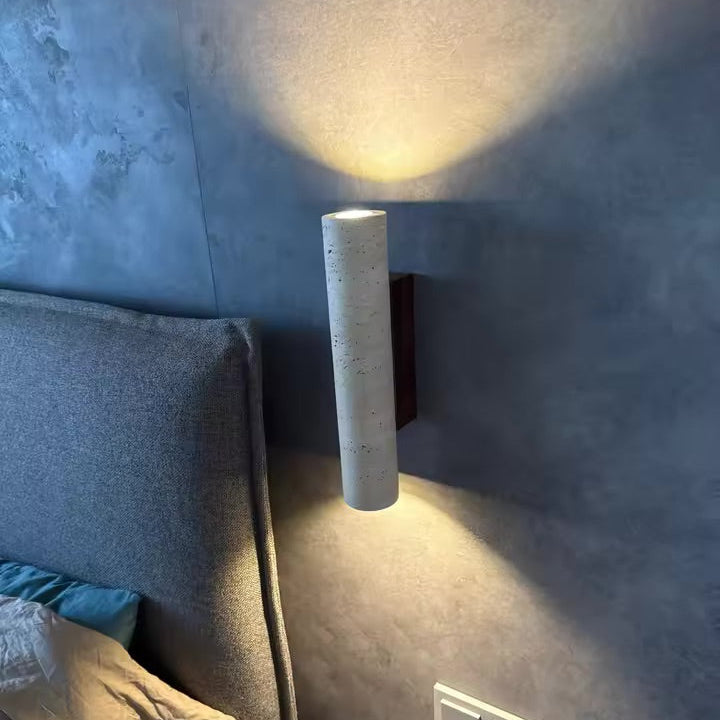 Bento Wabi Sabi Wandlamp | Uniek Travertijnontwerp, Warm LED Licht