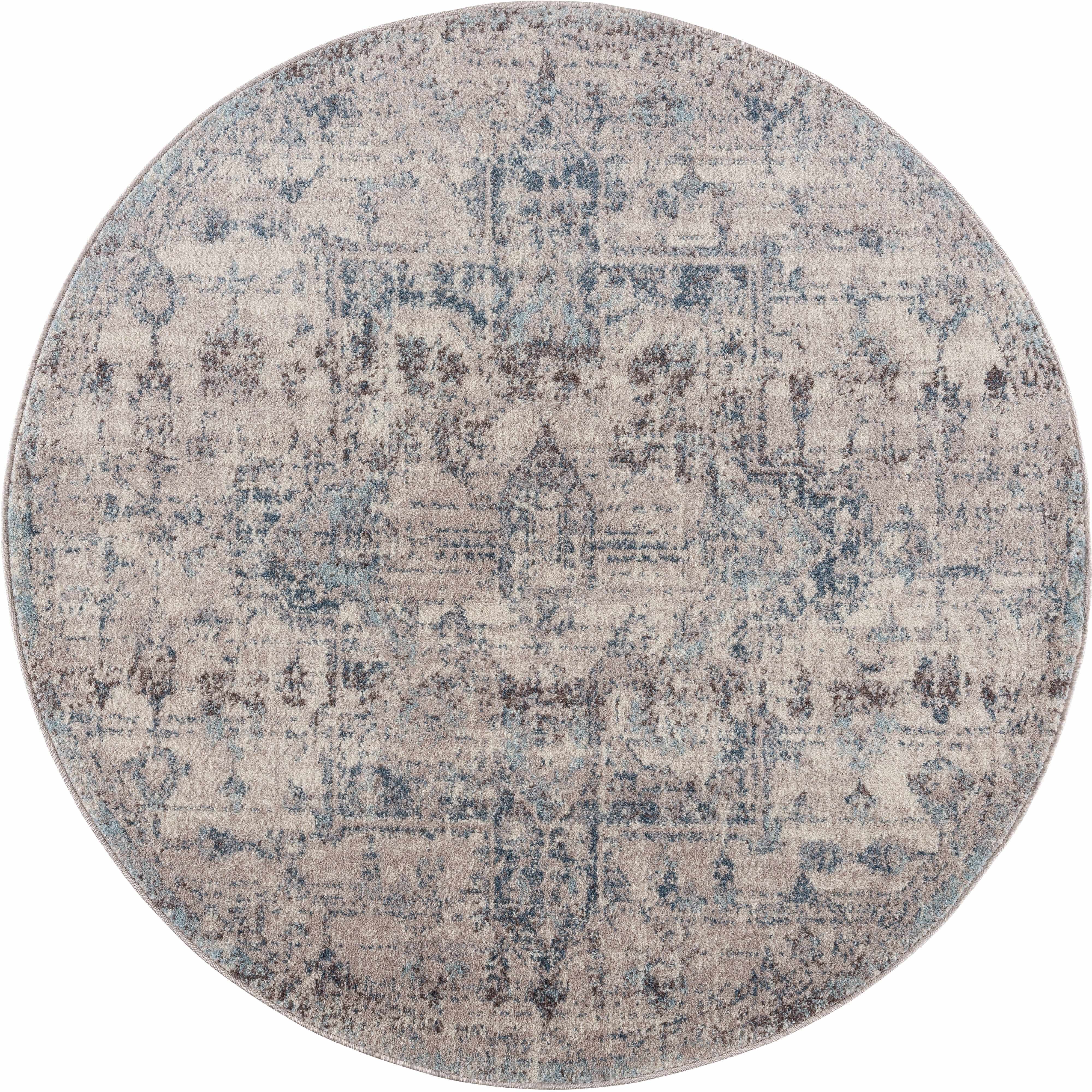 Oriana Area Rug  Persian Medallion, Machine Woven, Light Gray