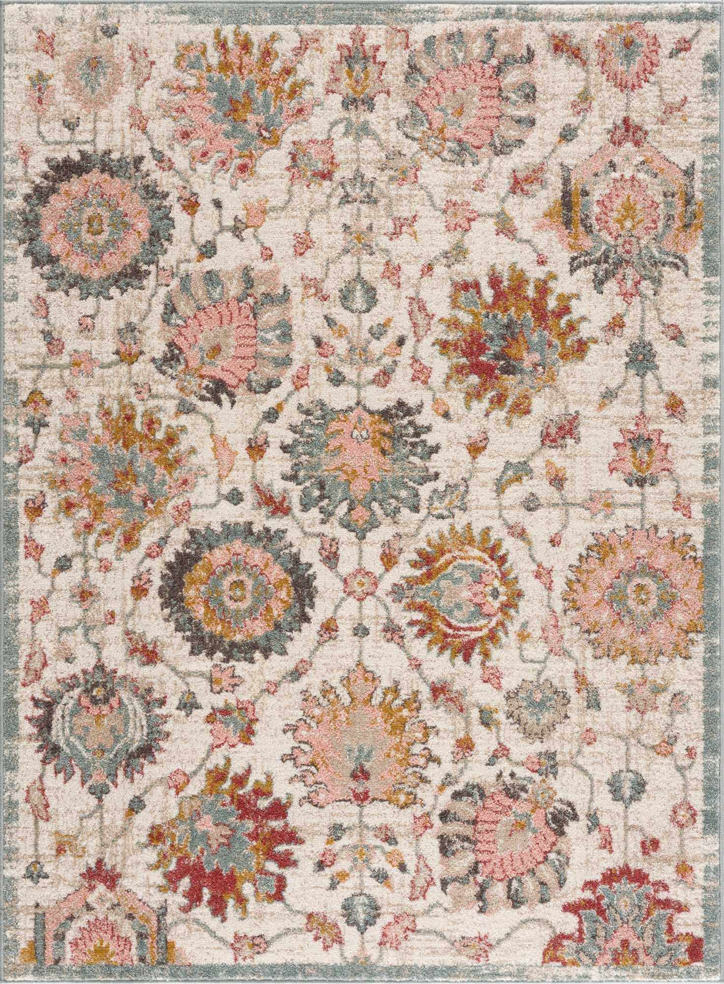 Bello Twilight Floral Area Rug  Medium Pile, Machine Woven