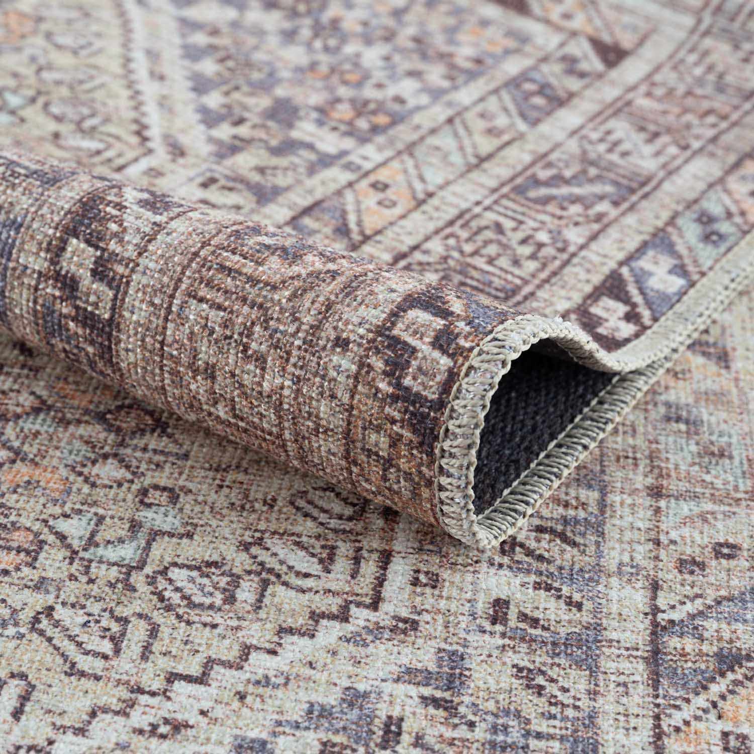 Bela Tan Area Rug  Machine Washable  Traditional Style