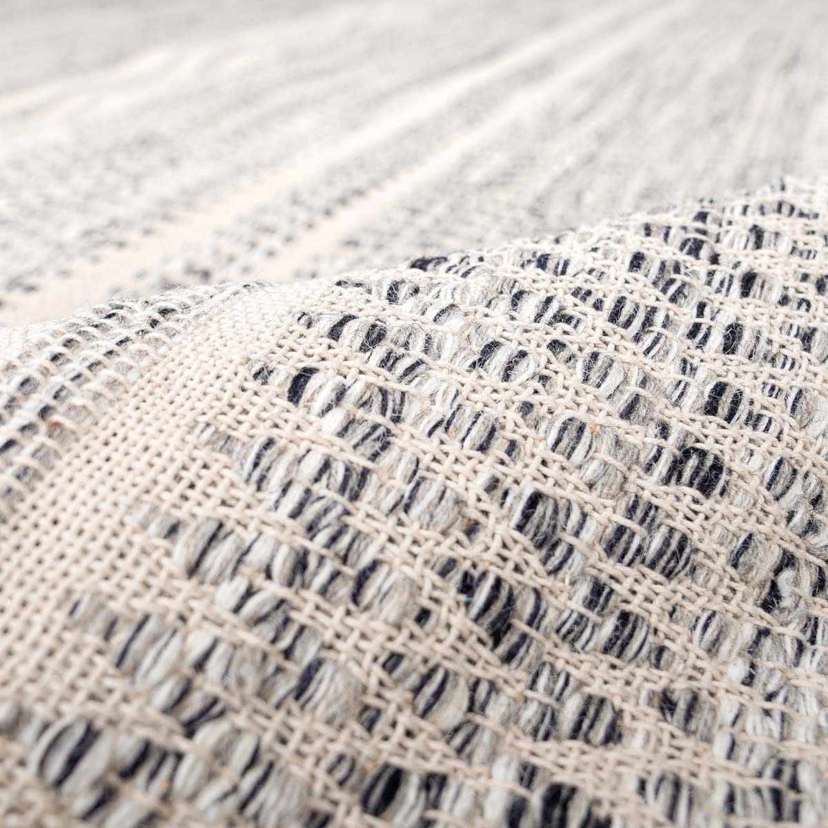 Arabi Wool Area Rug Hand Woven Transitional Black Gray Beige