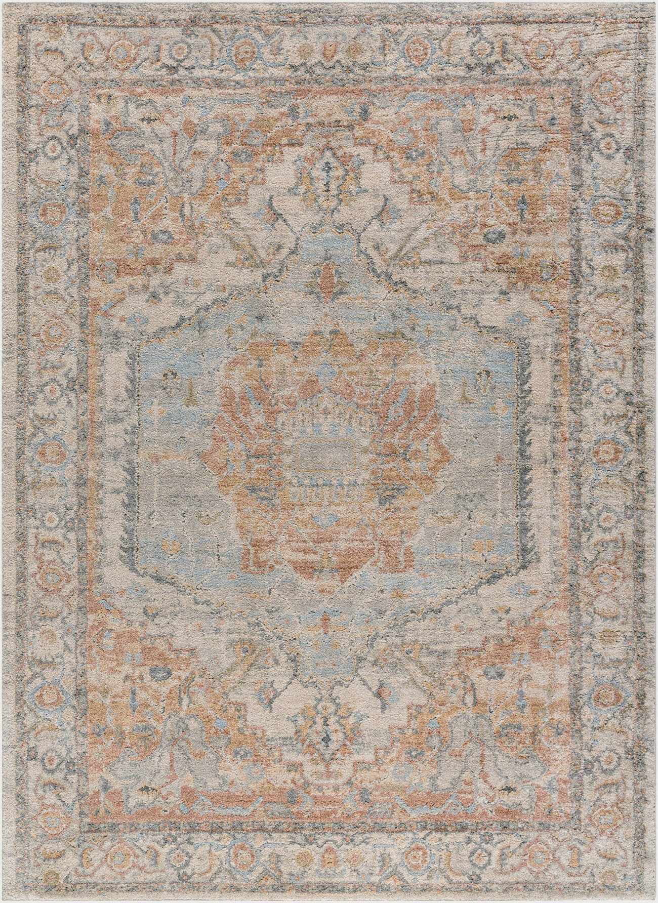 Bela Luxe Rug  High Pile, Machine Woven, Beige & Blue