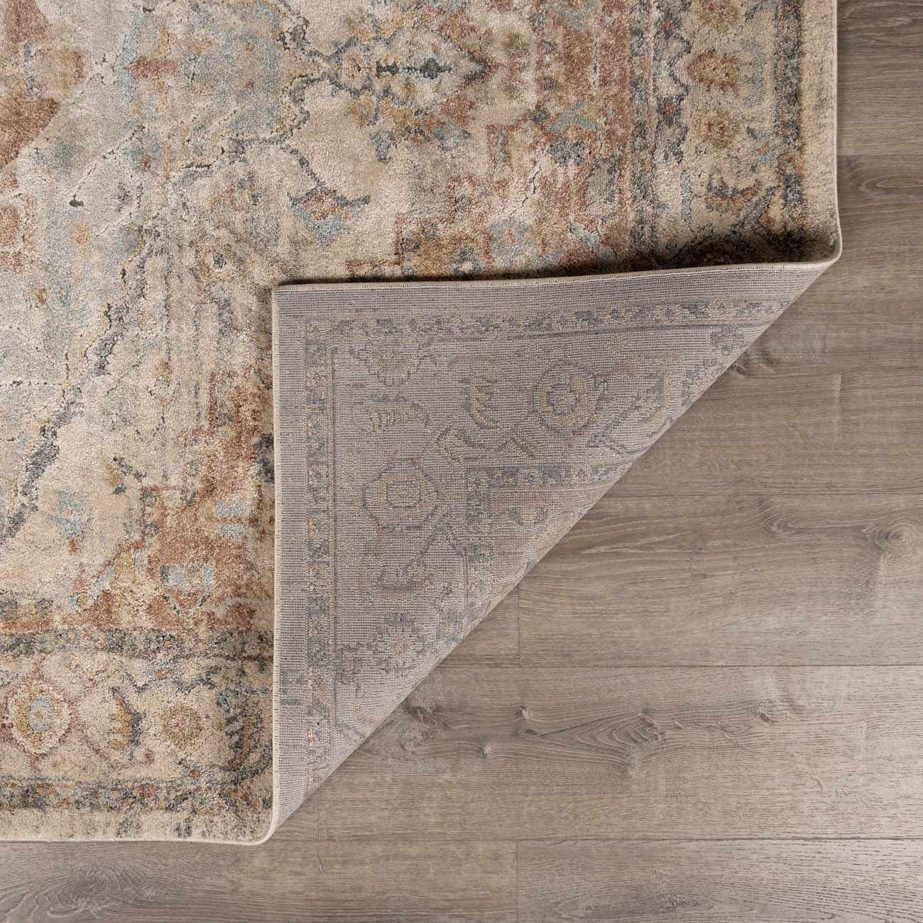 Bela Luxe Rug  High Pile, Machine Woven, Beige & Blue