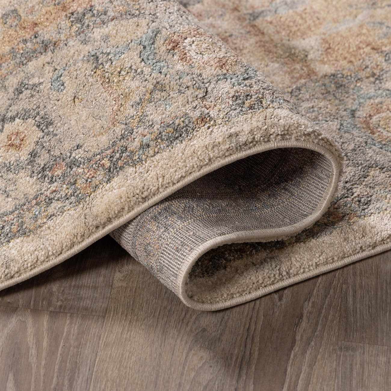 Bela Luxe Rug  High Pile, Machine Woven, Beige & Blue