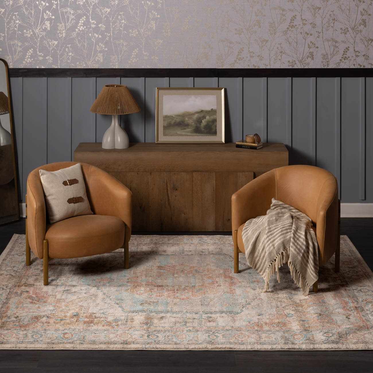 Bela Luxe Rug  High Pile, Machine Woven, Beige & Blue