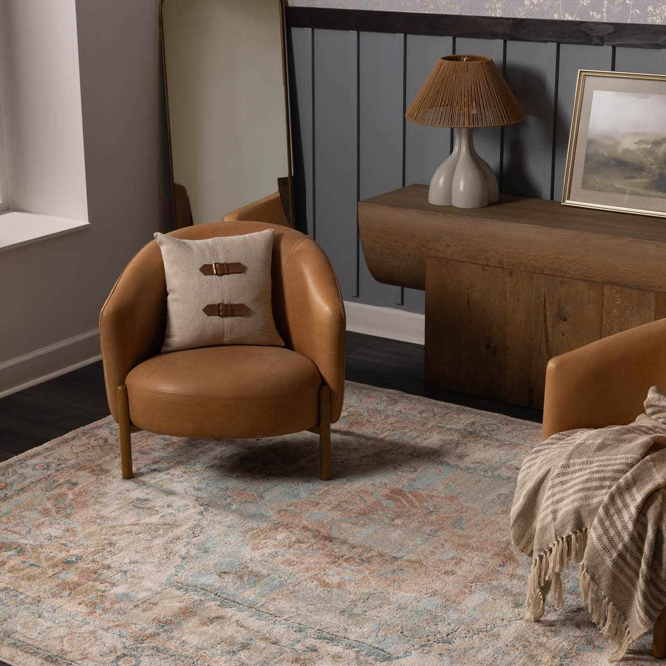 Bela Luxe Rug  High Pile, Machine Woven, Beige & Blue