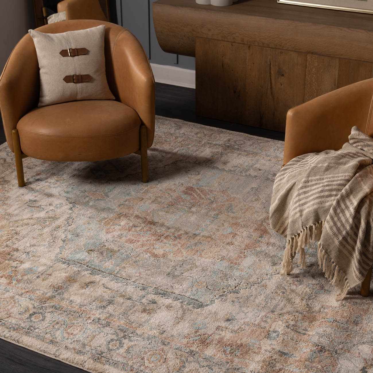 Bela Luxe Rug  High Pile, Machine Woven, Beige & Blue