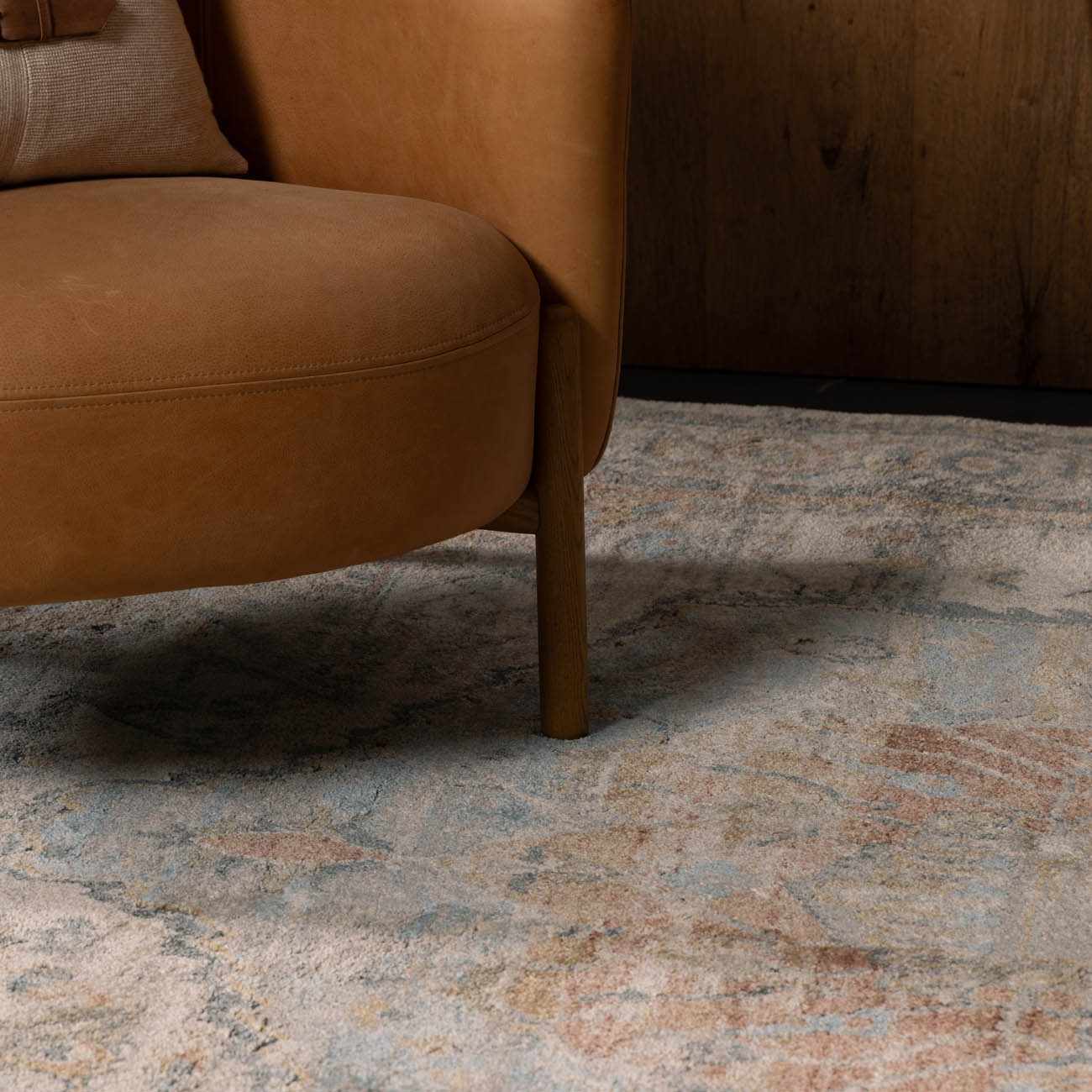 Bela Luxe Rug  High Pile, Machine Woven, Beige & Blue