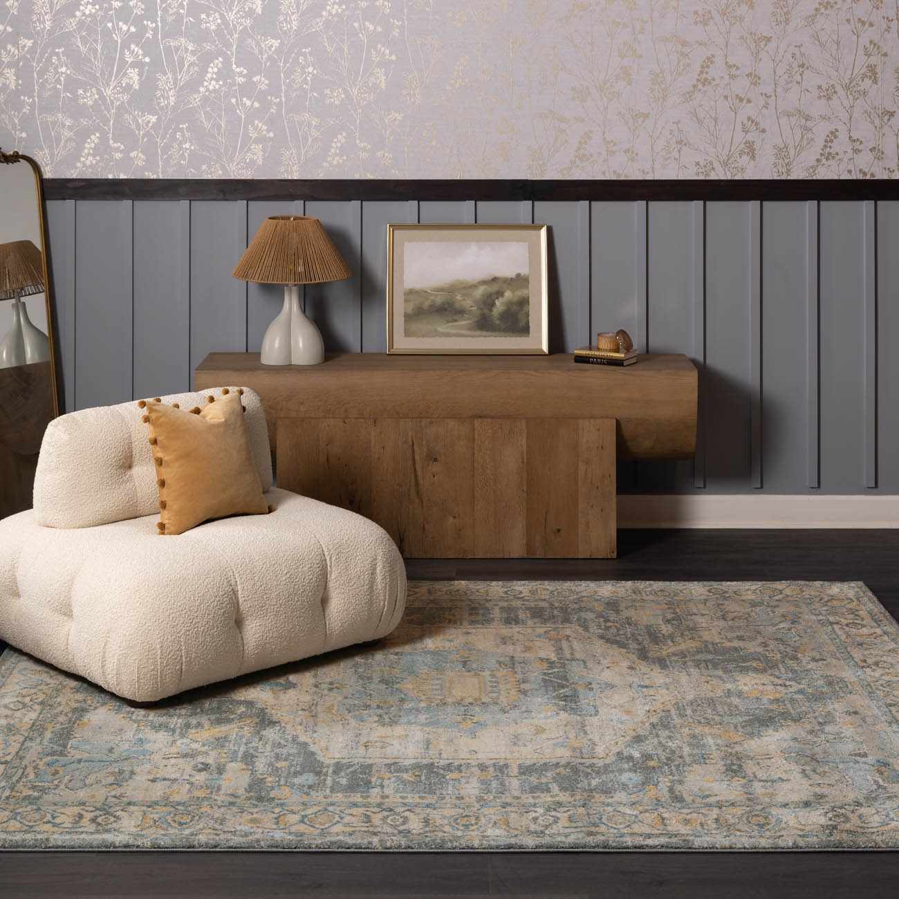 Belo Blue Luxe Rug  High Pile, Machine Woven