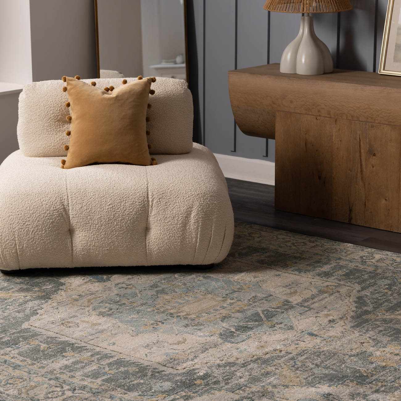 Belo Blue Luxe Rug  High Pile, Machine Woven