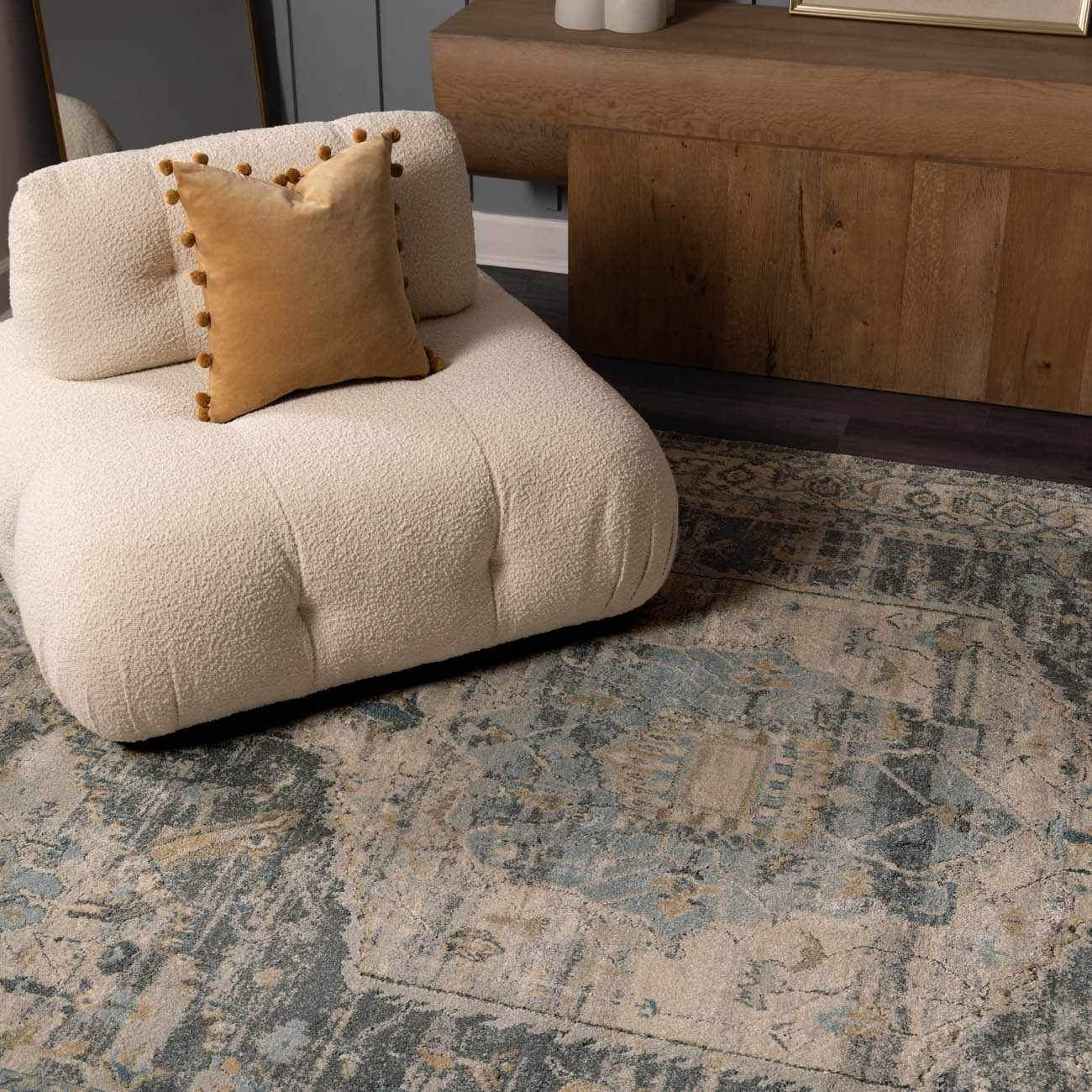 Belo Blue Luxe Rug  High Pile, Machine Woven