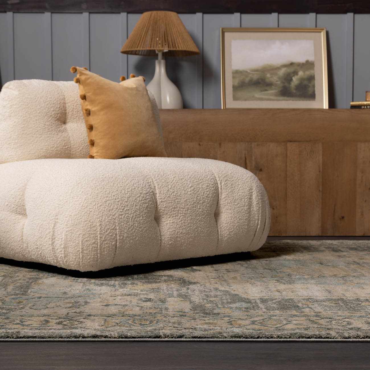 Belo Blue Luxe Rug  High Pile, Machine Woven