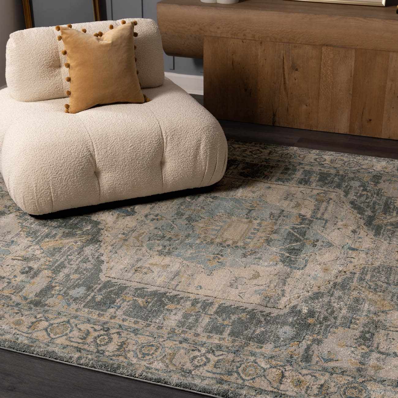Belo Blue Luxe Rug  High Pile, Machine Woven