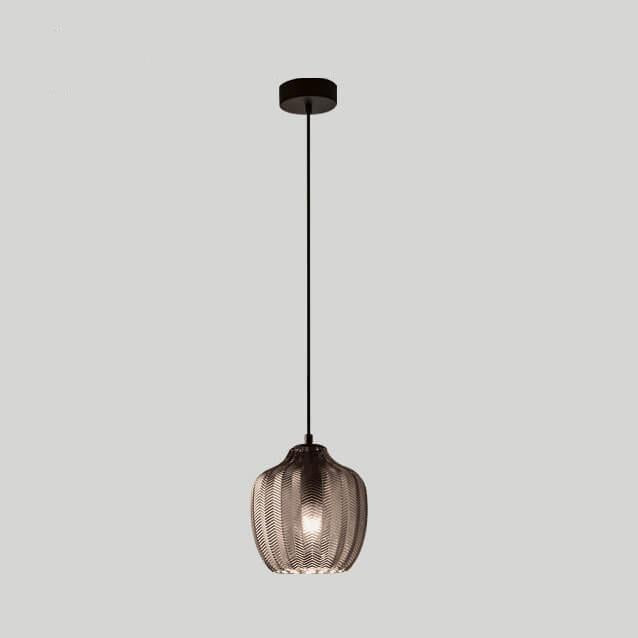 Nordic Wavy Glass 1-Light Barrel Pendant with Textured Finish